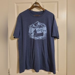 Short Sleeved Graphic T Shirt, size XL, blue, fishing, take it easy